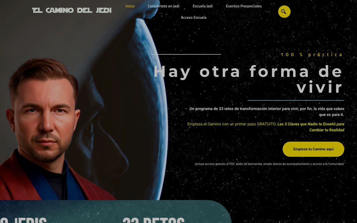 Landing page El Camino del Jedi - Programa de formación online